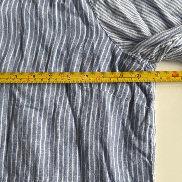 J. Jill Love Linen Blue Striped Button-Up Shirt Blouse Women’s XL Petite Casual - Picture 3 of 9